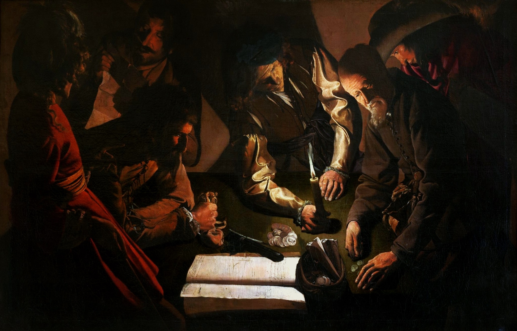 Georges de La Tour, Il denaro versato (At the Moneylander\'s),1625-1627, olio su tela, 99x152, Galleria Nazionale di Pittura B.G., Voznytskyi, Leopoli, Ucraina