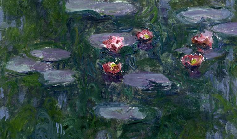 Claude Monet (1840-1926)  Nymphéas, vers 1916-1919  Huile sur toile, 130 x 152 cm  Paris, musée Marmottan Monet, legs Michel Monet, 1966  Inv. 5098  © Musée Marmottan Monet, Académie des beaux-arts, Paris
