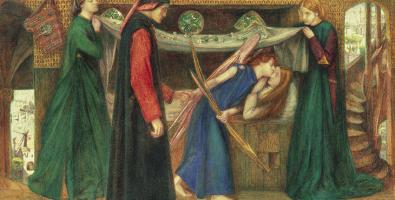 Dante Gabriel Rossetti, Il sogno di Dante alla morte di Beatrice, 1856, Acquerello su carta