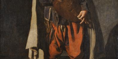 Georges de La Tour, Suonatore di ghironda con cane (A hurdy-gurdy Player with his dog/Le Vielleur au chien), 1622 - 1625, olio su tela 186 x 120 cm, Musée du Mont-de-Piété Bergues, Francia