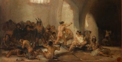 Francisco Goya Il manicomio Dalla serie “Cuadros de fiestas y costumbres” 1808-12 Olio su tavola  Real Academia de Bellas Artes de San Fernando, Madrid
