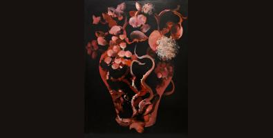 Ercole Pignatelli, Vaso barocco rosa, 2008. Smalto idrosintetico su tela, cm 130x97 cm.   Copyright Comune di Milano. Tutti i diritti riservati. Photo Credit Museo del Novecento Milano